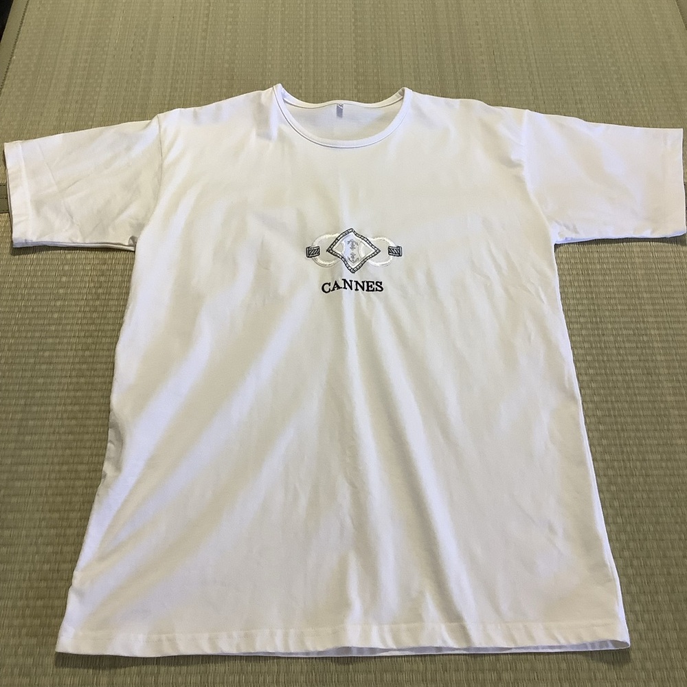 White Short Sleeve Crew Neck Tee Cannes